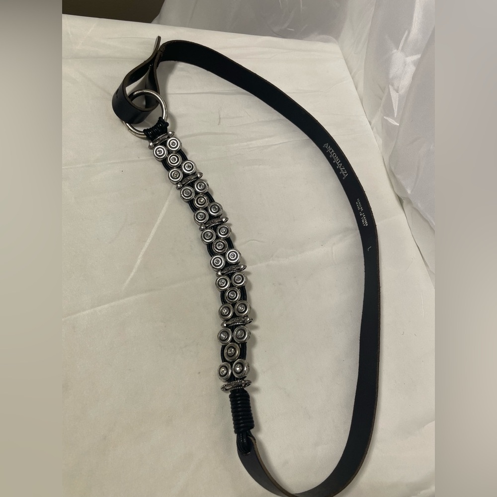 ANTONIAZZI FIRENZE Women’s Rhinestone Black Leather Belt